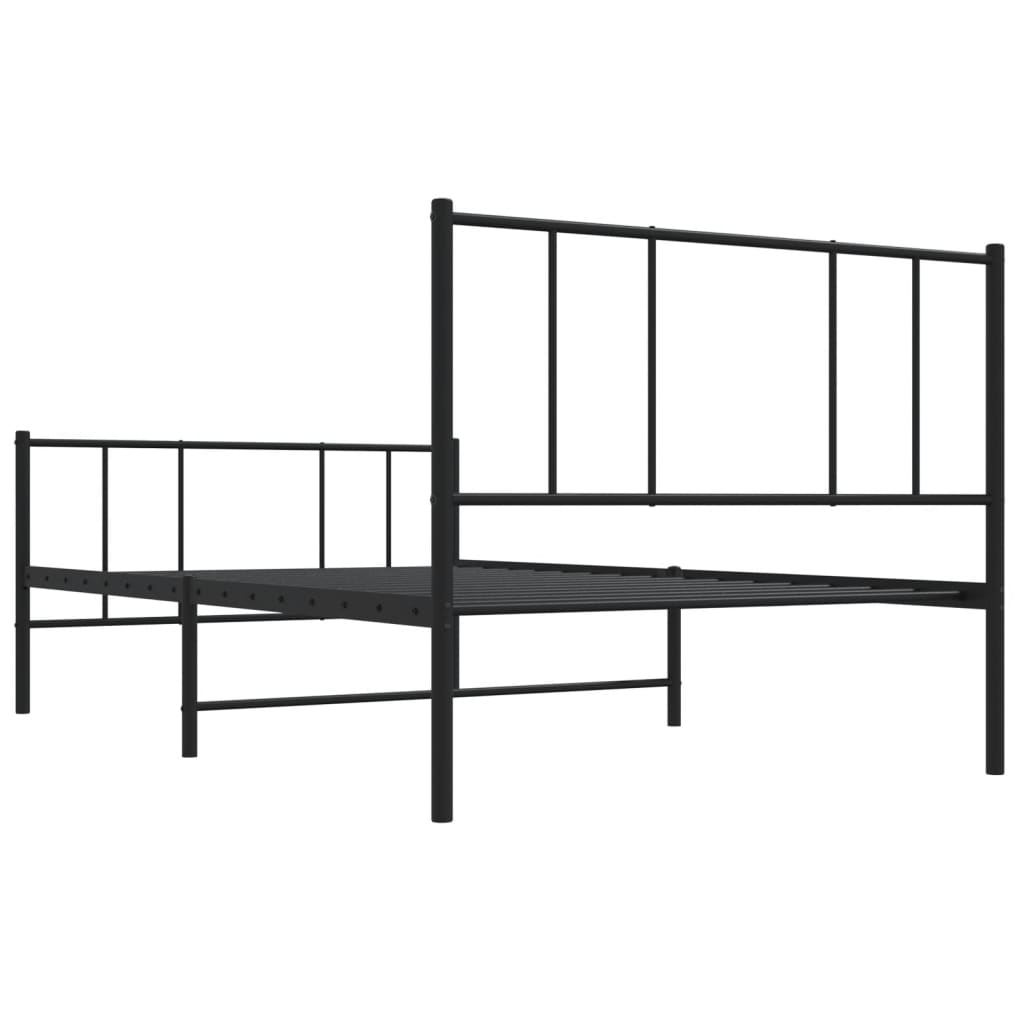 Metalni okvir kreveta uzglavlje i podnožje crni 100x200 cm