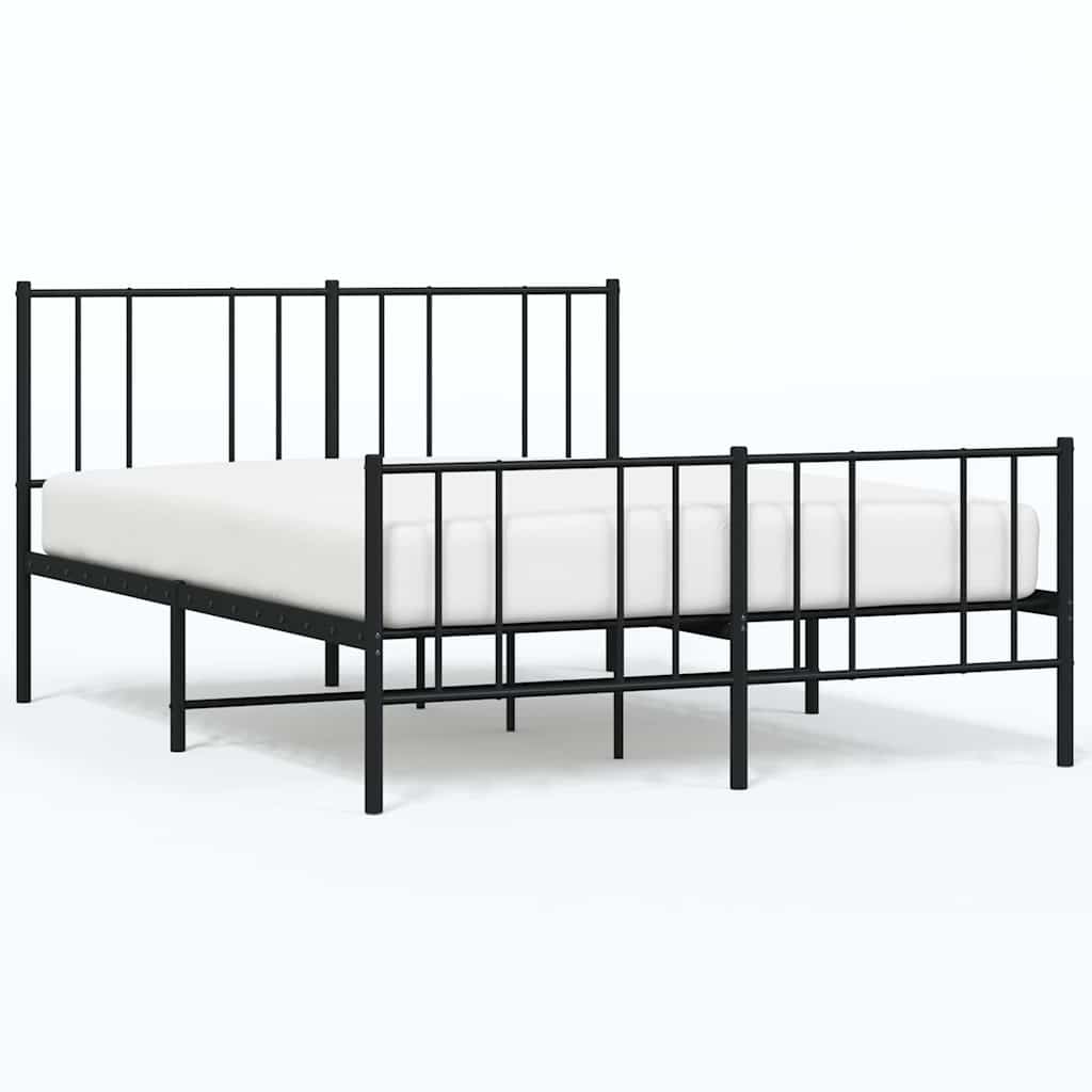 Metalni okvir kreveta uzglavlje i podnožje crni 120x190 cm