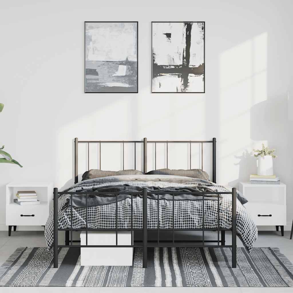 Metalni okvir kreveta uzglavlje i podnožje crni 135x190 cm