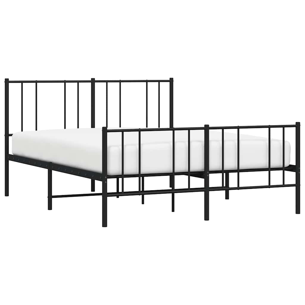 Metalni okvir kreveta uzglavlje i podnožje crni 140x190 cm