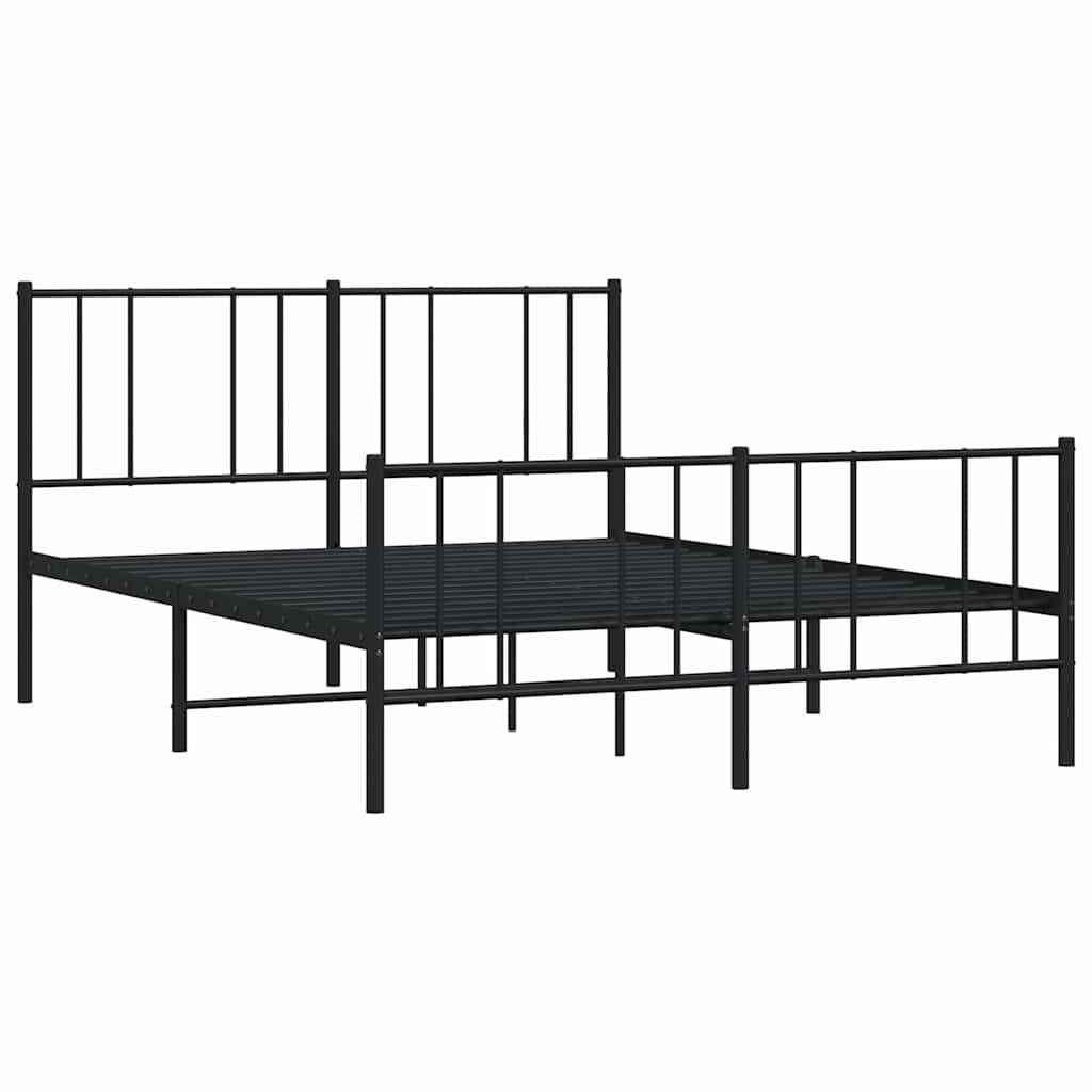 Metalni okvir kreveta uzglavlje i podnožje crni 140x200 cm