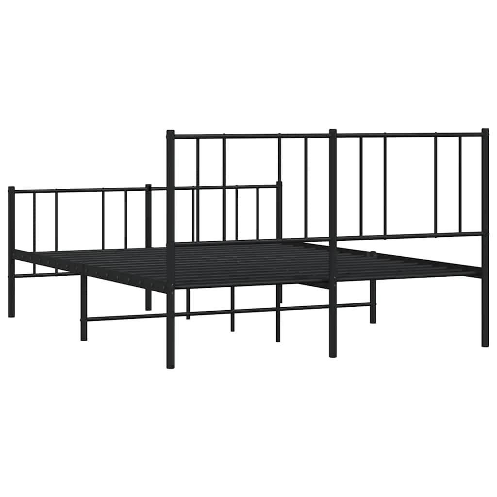 Metalni okvir kreveta uzglavlje i podnožje crni 140x200 cm