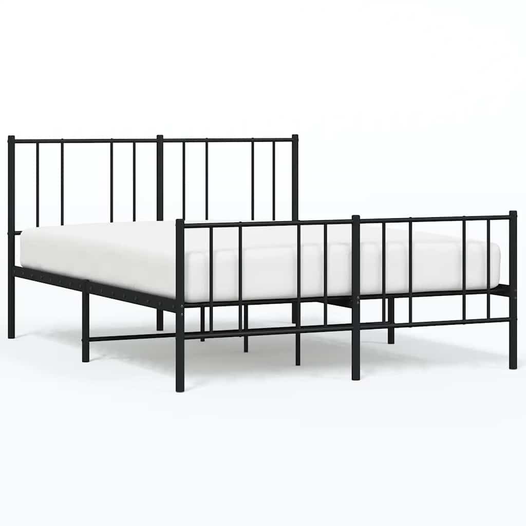 Metalni okvir kreveta uzglavlje i podnožje crni 150x200 cm