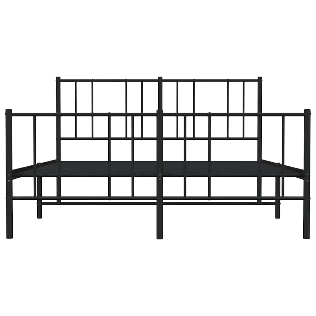 Metalni okvir kreveta uzglavlje i podnožje crni 150x200 cm