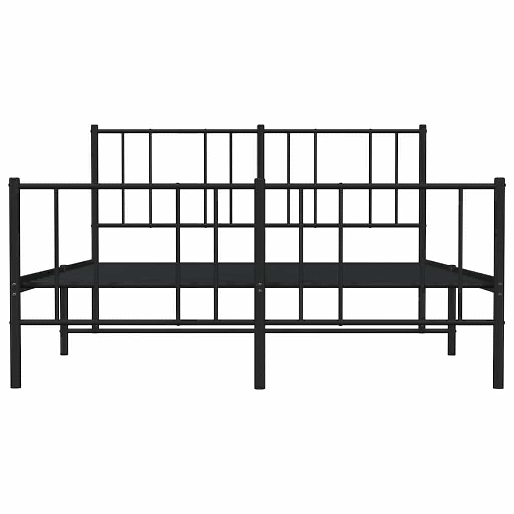 Metalni okvir kreveta uzglavlje i podnožje crni 160x200 cm