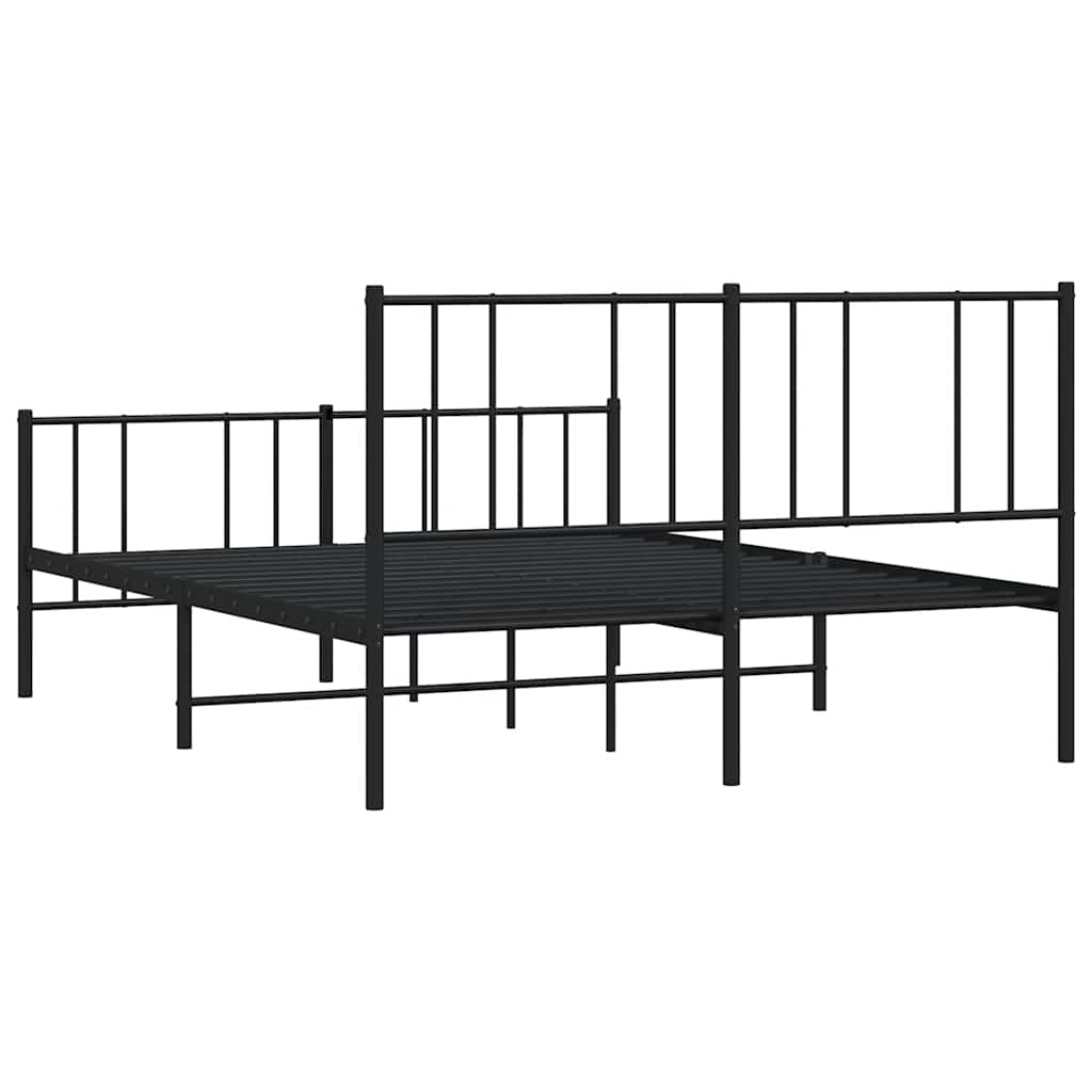 Metalni okvir kreveta uzglavlje i podnožje crni 160x200 cm