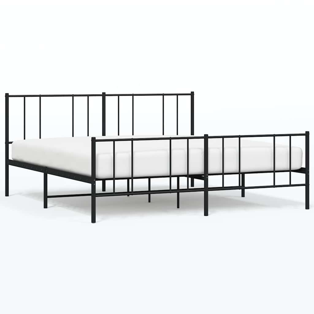 Metalni okvir krevet bez madraca s podnožjem crni 180x200 cm