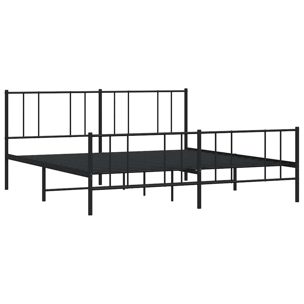 Metalni okvir krevet bez madraca s podnožjem crni 180x200 cm
