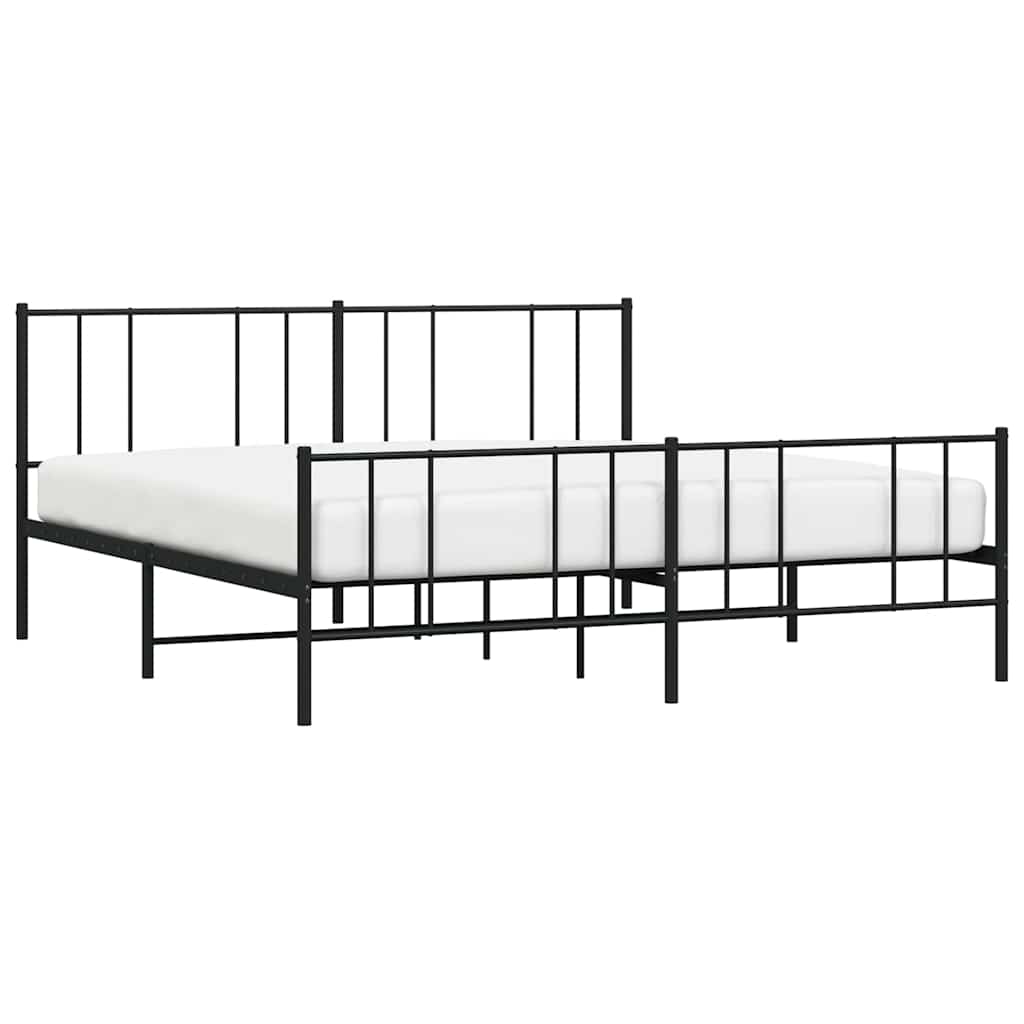 Metalni okvir krevet bez madraca s podnožjem crni 180x200 cm