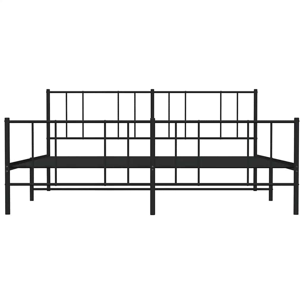 Metalni okvir krevet bez madraca s podnožjem crni 180x200 cm