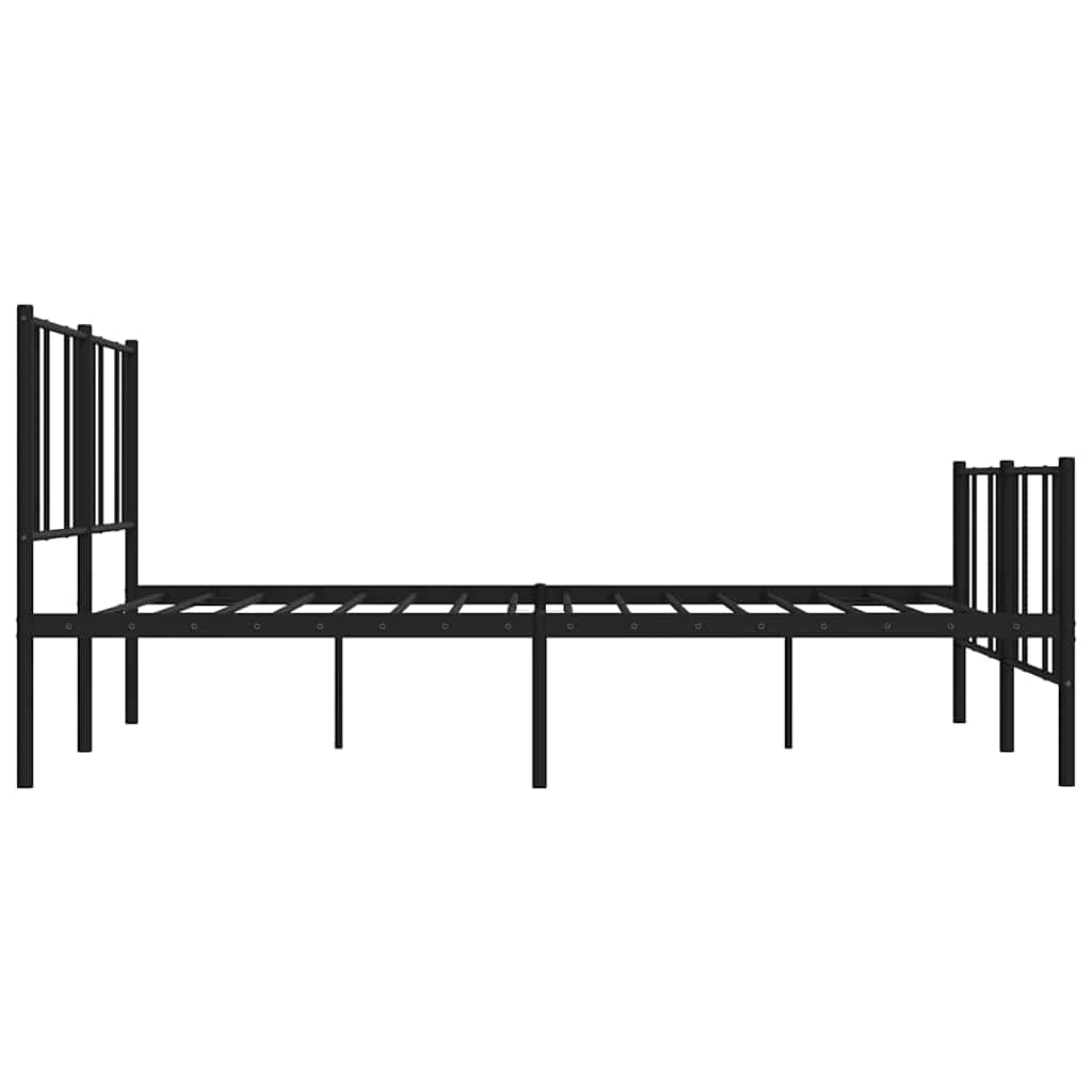 Metalni okvir krevet bez madraca s podnožjem crni 180x200 cm
