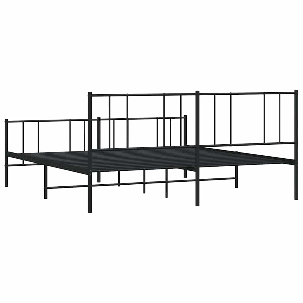 Metalni okvir krevet bez madraca s podnožjem crni 180x200 cm