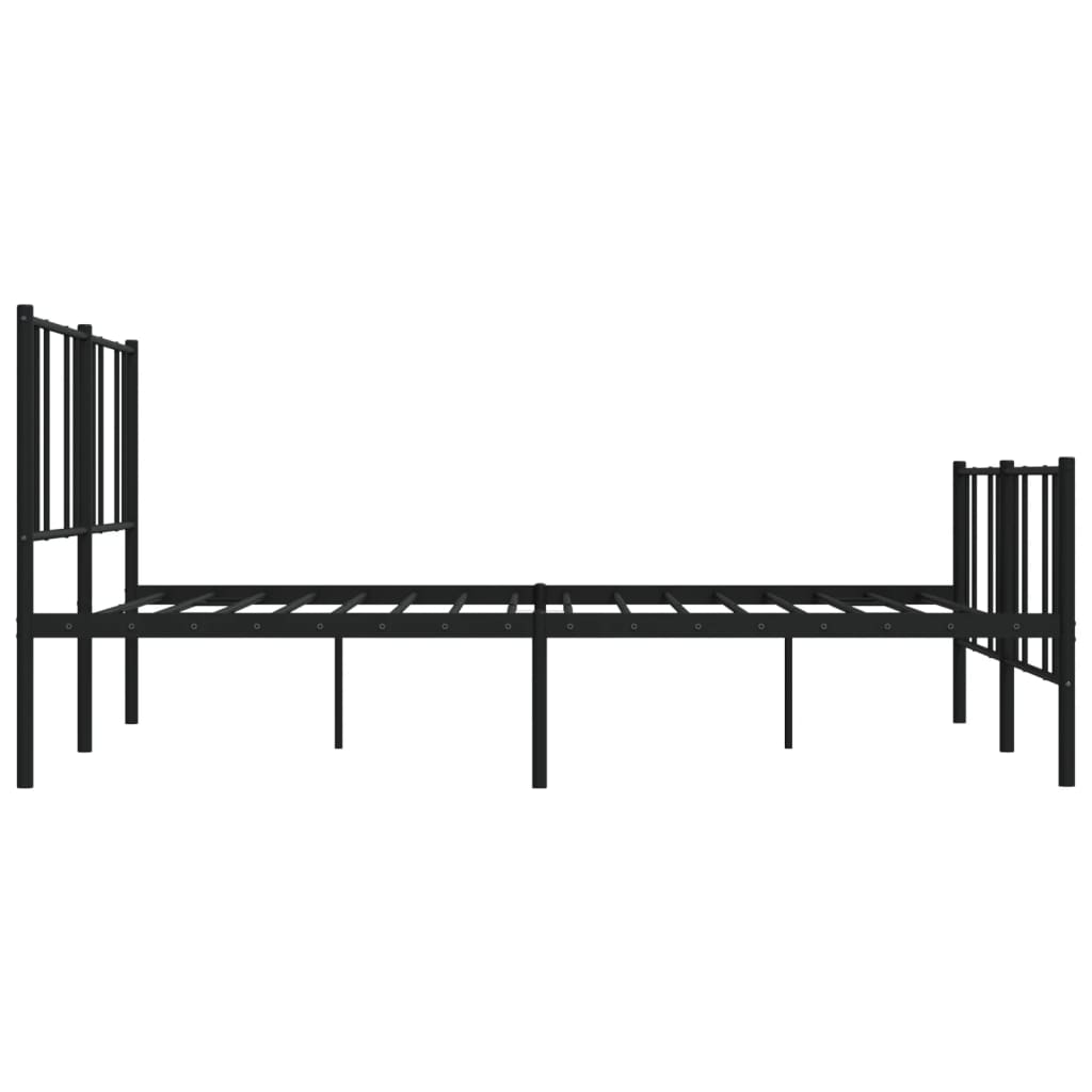 Metalni okvir kreveta uzglavlje i podnožje crni 200x200 cm