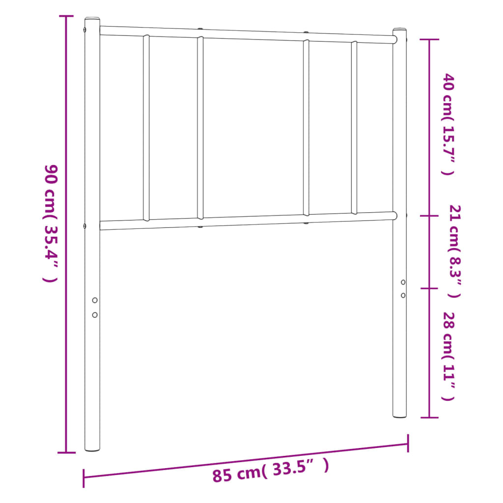 Metalno zamjensko uzglavlje crno 80 cm