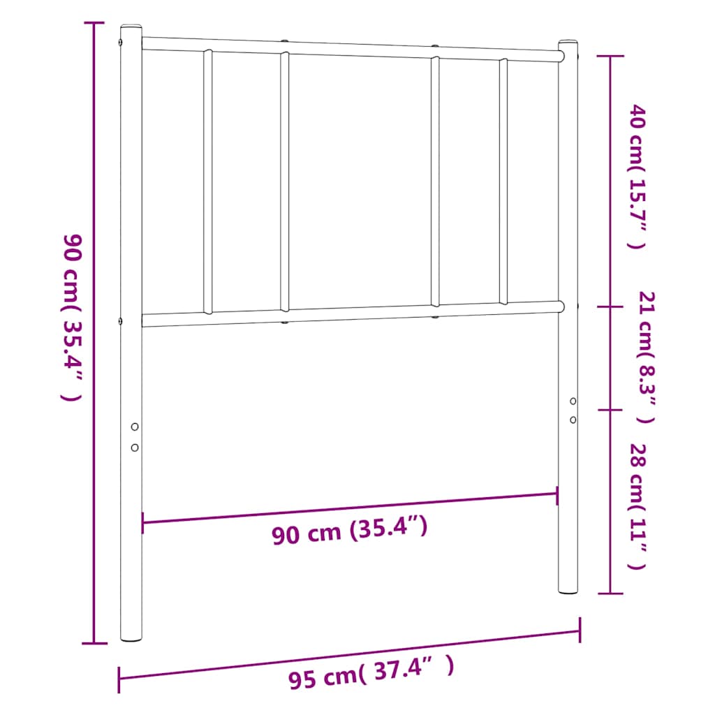 Metalno zamjensko uzglavlje crno 90 cm