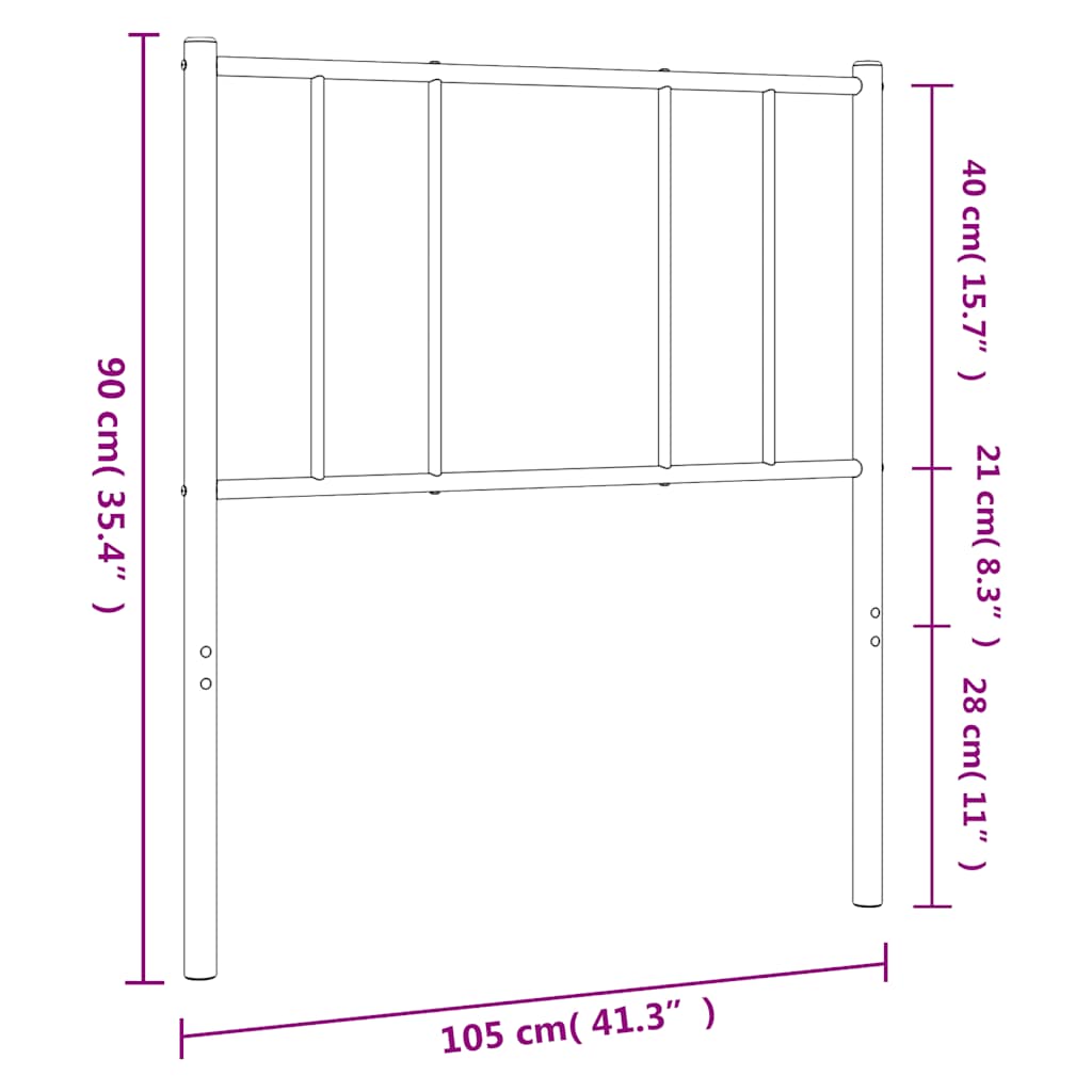 Metalno zamjensko uzglavlje crno 100 cm