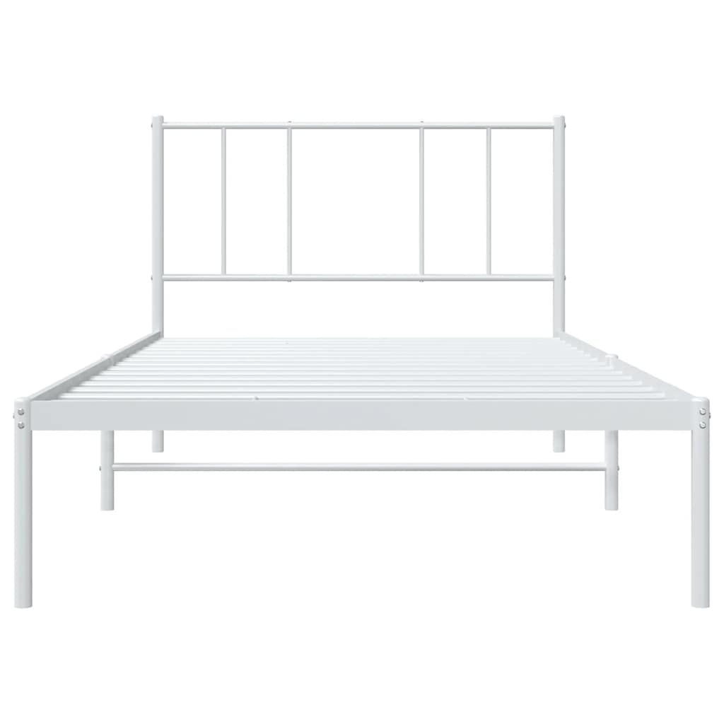 Metalni okvir krevet bez madraca s uzglavljem bijeli 75x190 cm