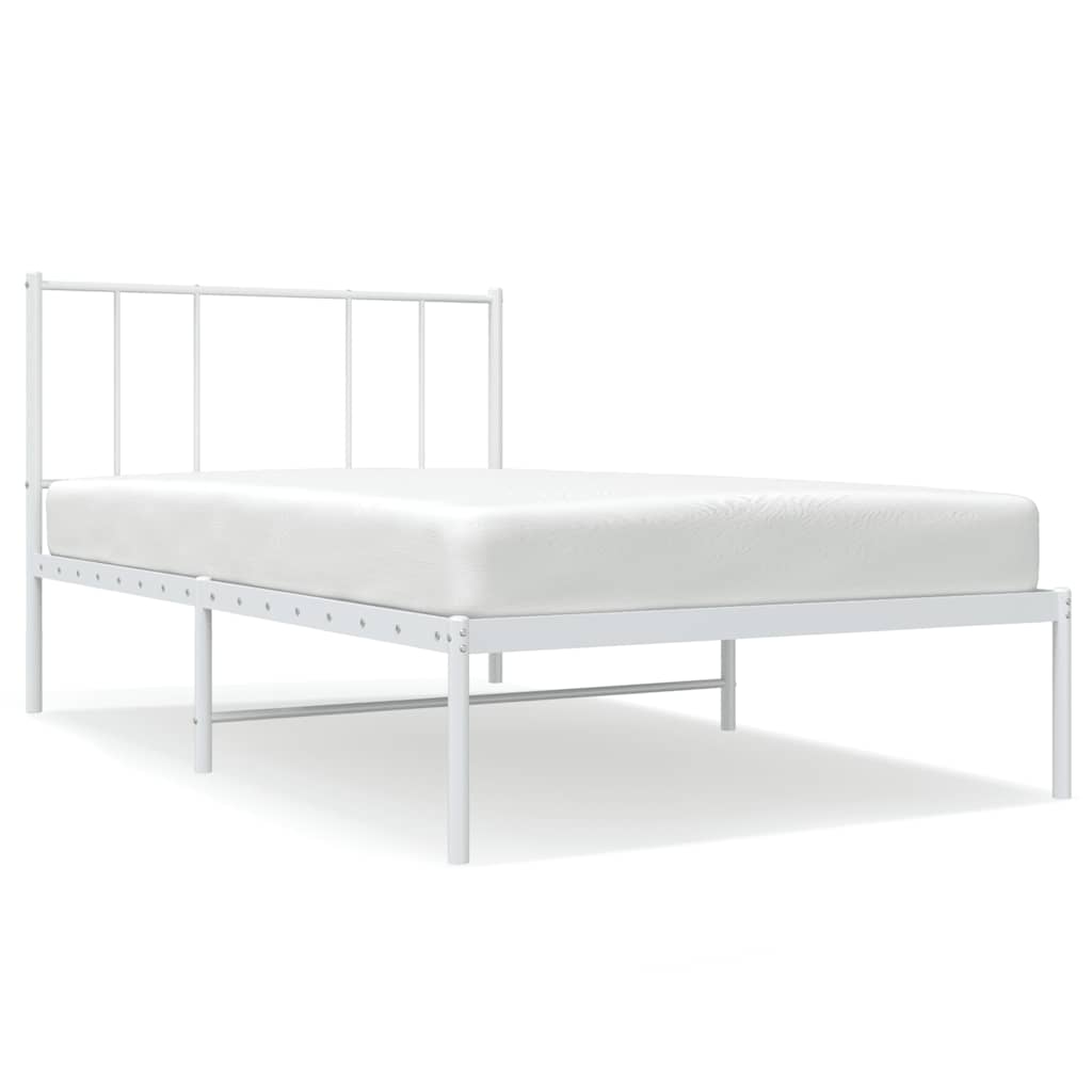 Metalni okvir za krevet s uzglavljem bijeli 90 x 190 cm