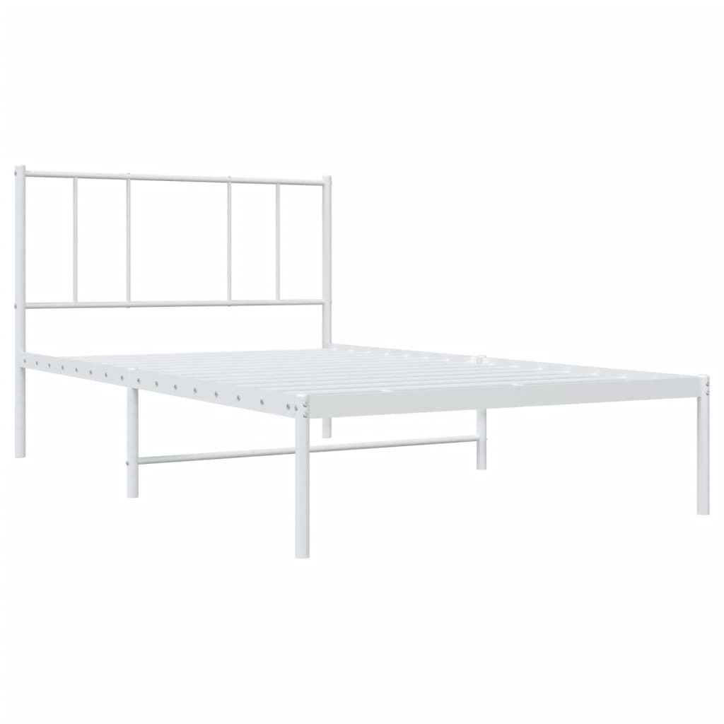 Metalni okvir za krevet s uzglavljem bijeli 90x200 cm
