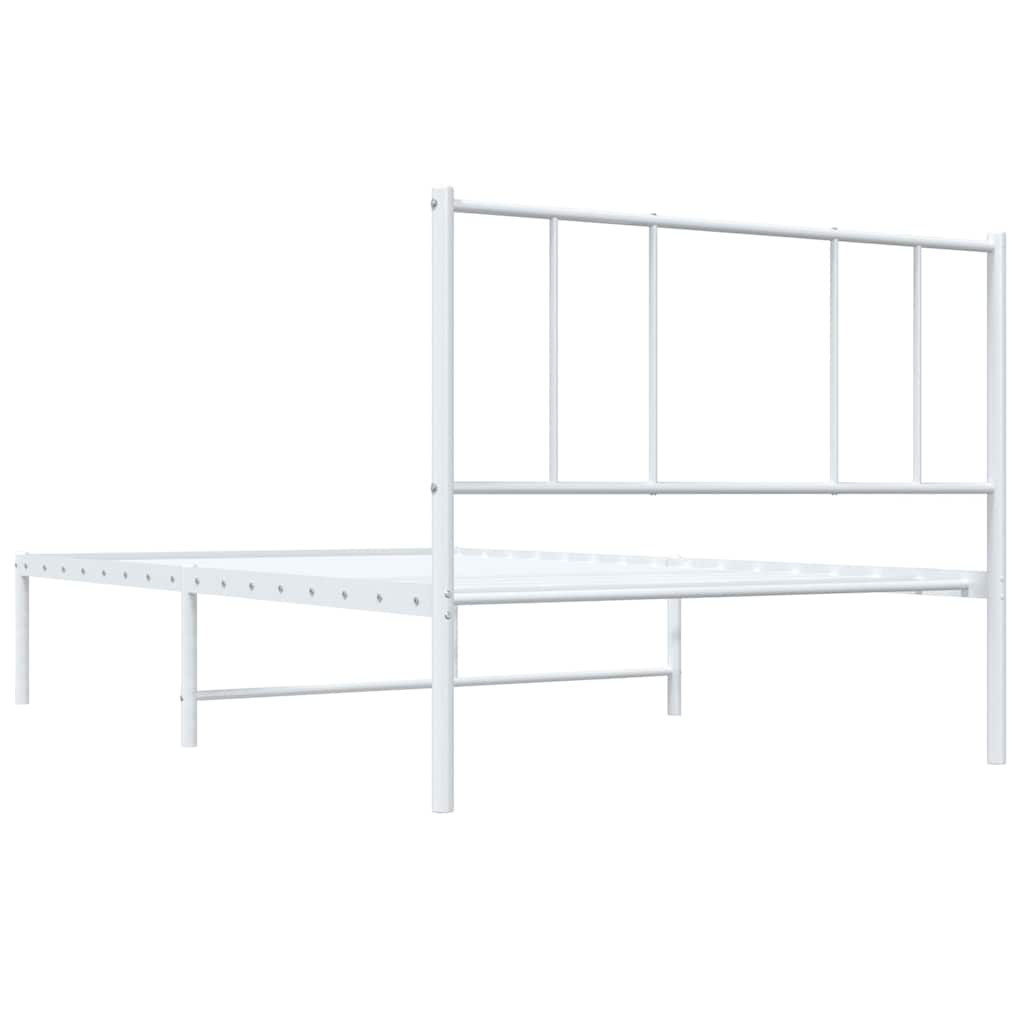 Metalni okvir za krevet s uzglavljem bijeli 100x200 cm