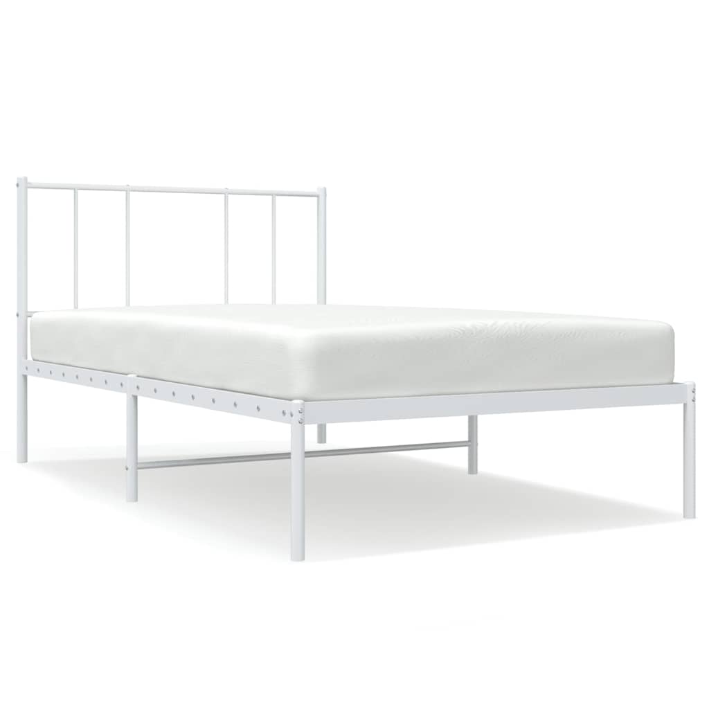 Metalni okvir za krevet s uzglavljem bijeli 107x203 cm