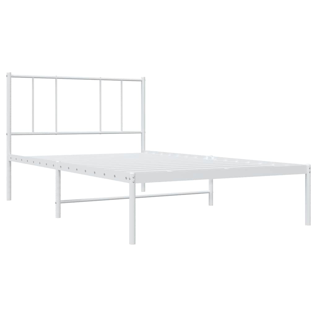 Metalni okvir za krevet s uzglavljem bijeli 107x203 cm