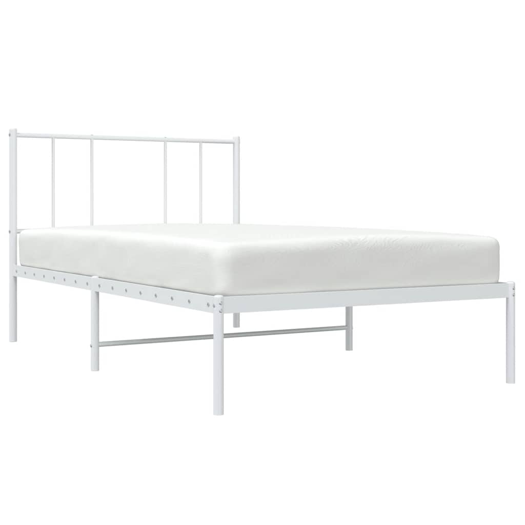 Metalni okvir za krevet s uzglavljem bijeli 107x203 cm