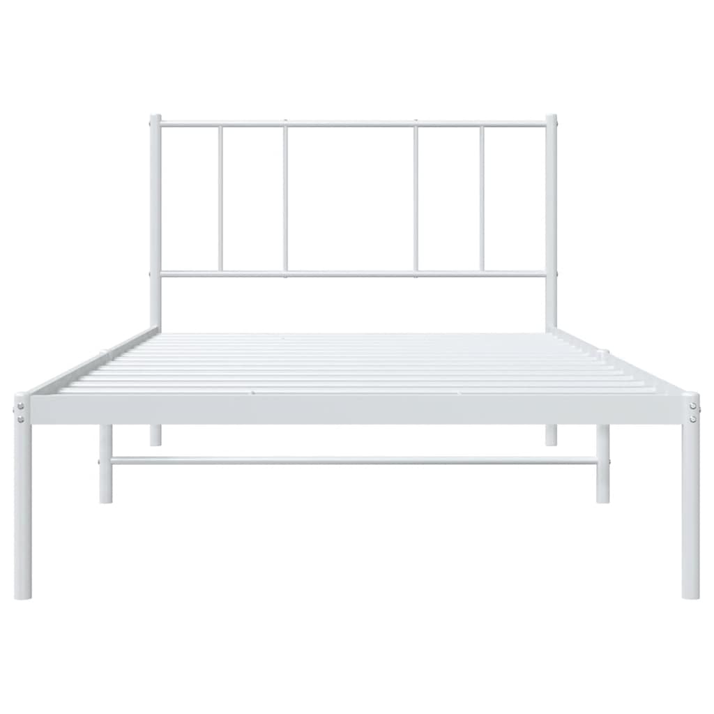 Metalni okvir za krevet s uzglavljem bijeli 107x203 cm