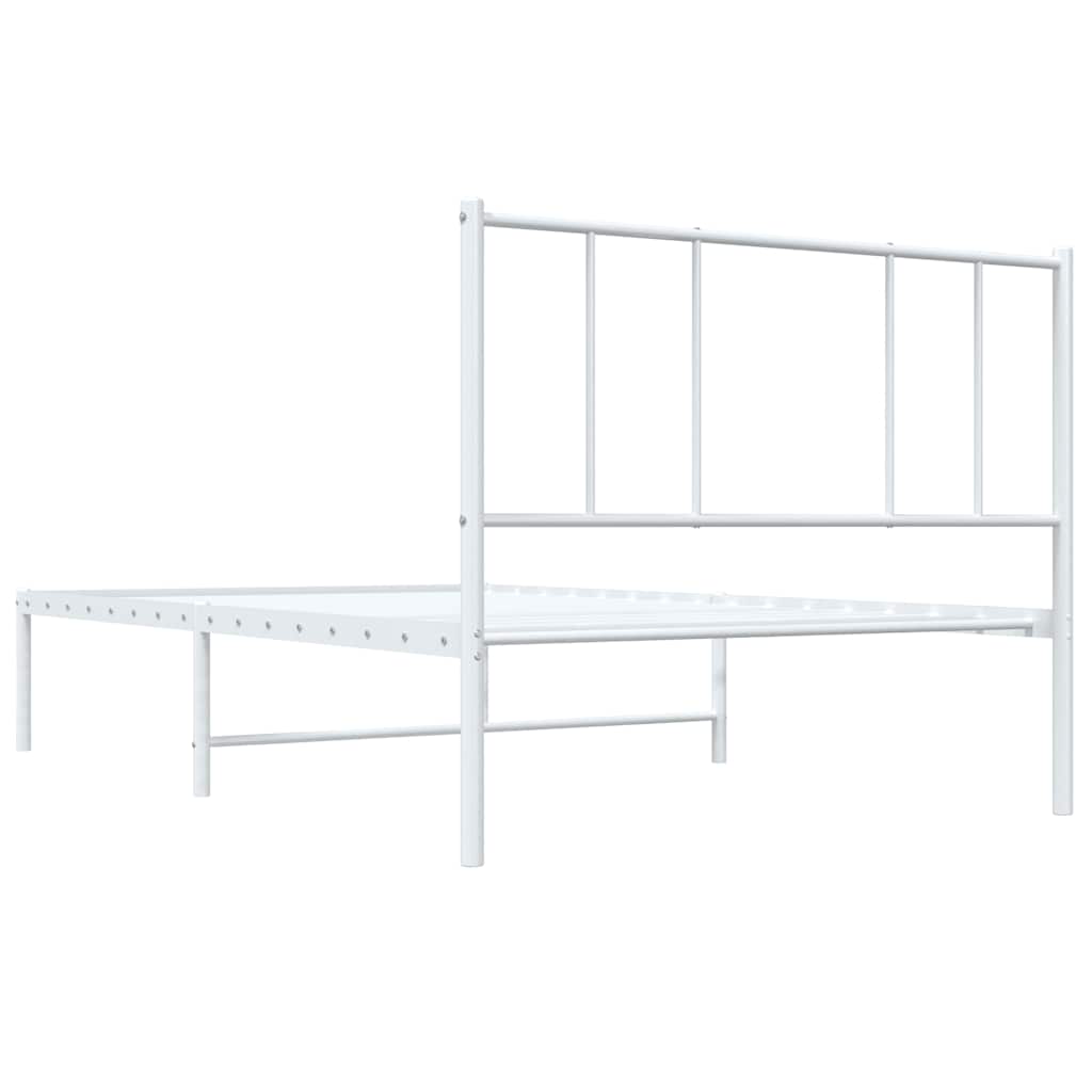 Metalni okvir za krevet s uzglavljem bijeli 107x203 cm