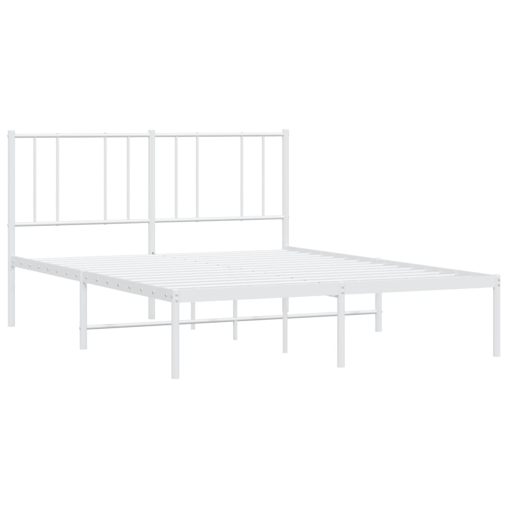 Metalni okvir za krevet s uzglavljem bijeli 120 x 190 cm