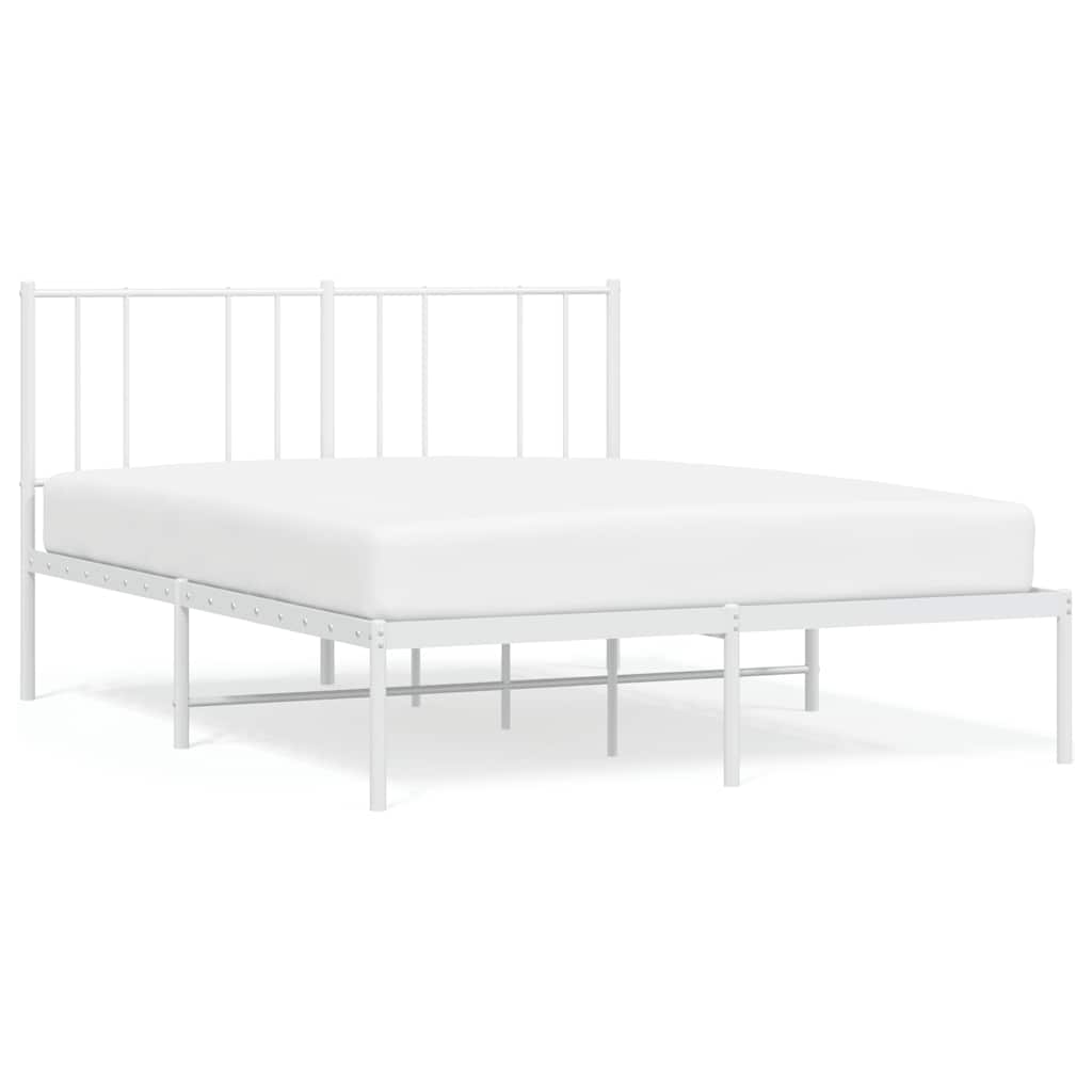 Metalni okvir za krevet s uzglavljem bijeli 135x190 cm