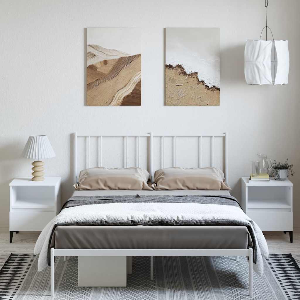 Metalni okvir za krevet s uzglavljem bijeli 135x190 cm