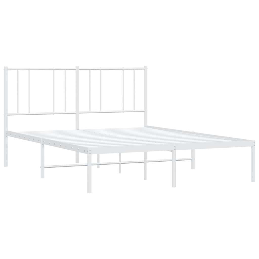 Metalni okvir za krevet s uzglavljem bijeli 135x190 cm