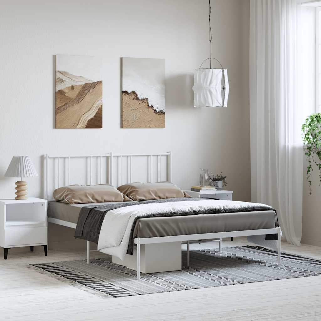 Metalni okvir za krevet s uzglavljem bijeli 135x190 cm