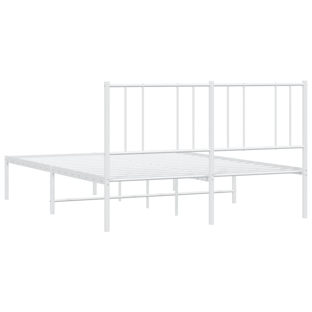 Metalni okvir za krevet s uzglavljem bijeli 140 x 200 cm