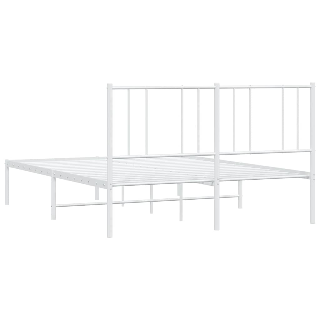 Metalni okvir za krevet s uzglavljem bijeli 150x200 cm
