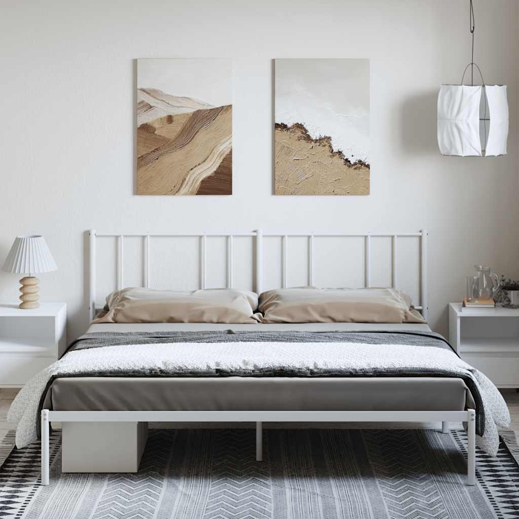 Metalni okvir za krevet s uzglavljem bijeli 193x203 cm