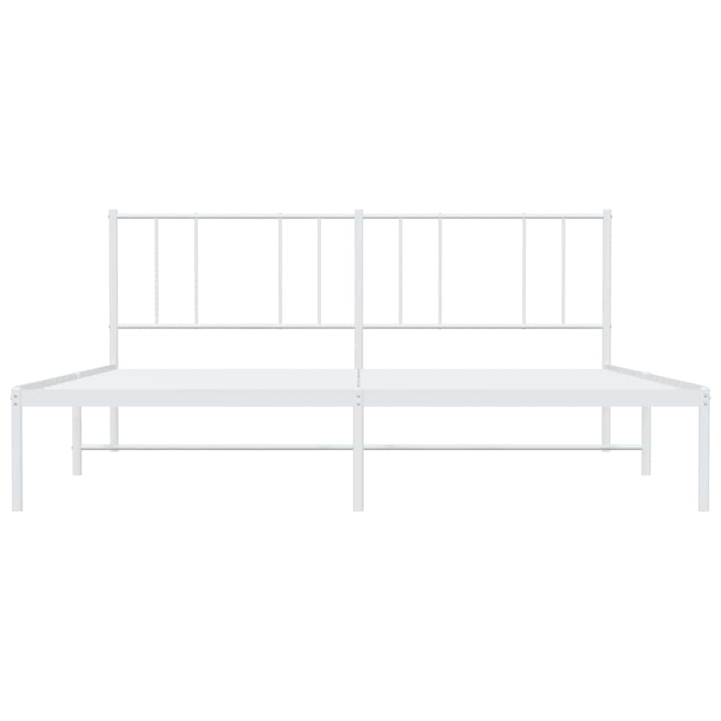 Metalni okvir za krevet s uzglavljem bijeli 200x200 cm
