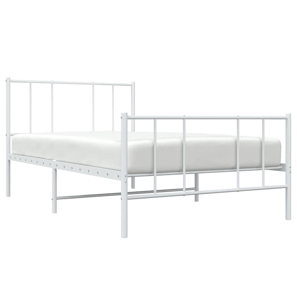 Metalni okvir kreveta uzglavlje i podnožje bijeli 75x190 cm