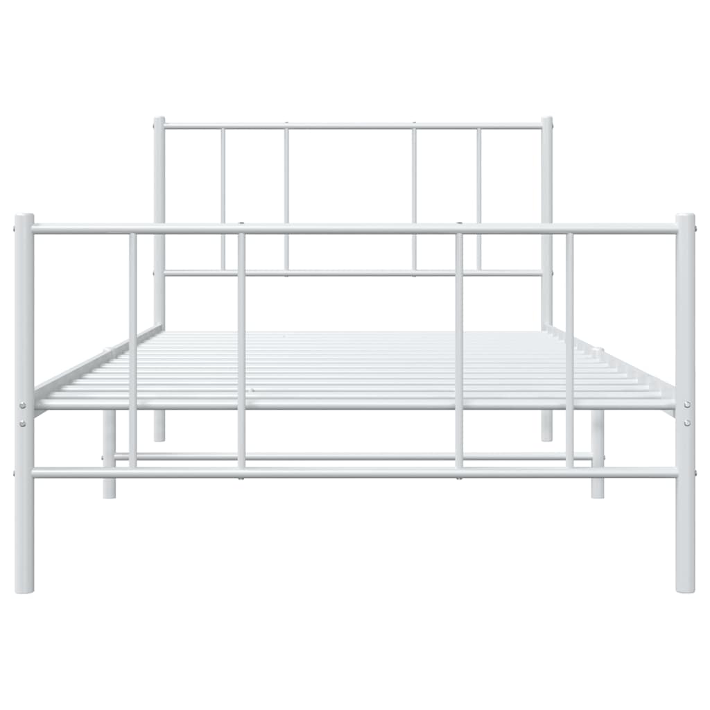 Metalni okvir kreveta uzglavlje i podnožje bijeli 75x190 cm