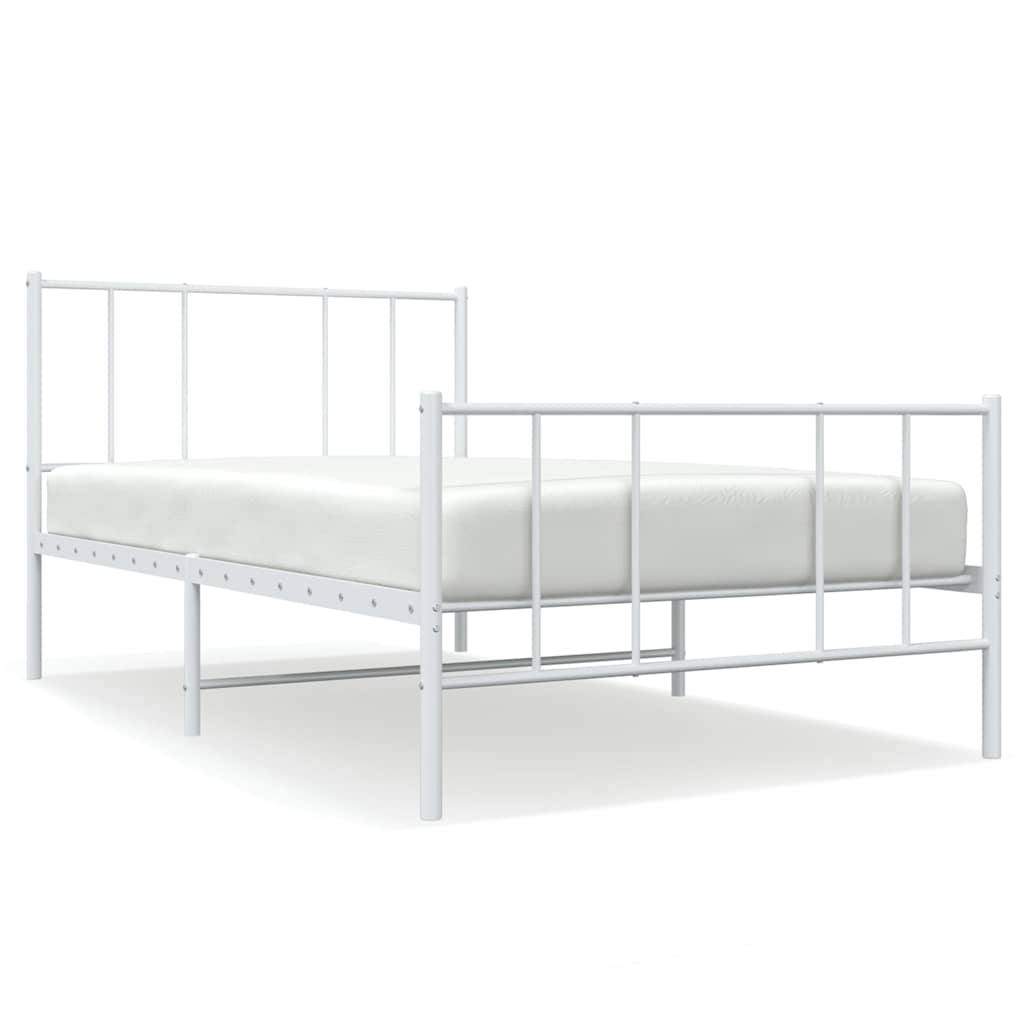 Metalni okvir kreveta uzglavlje i podnožje bijeli 90x190 cm