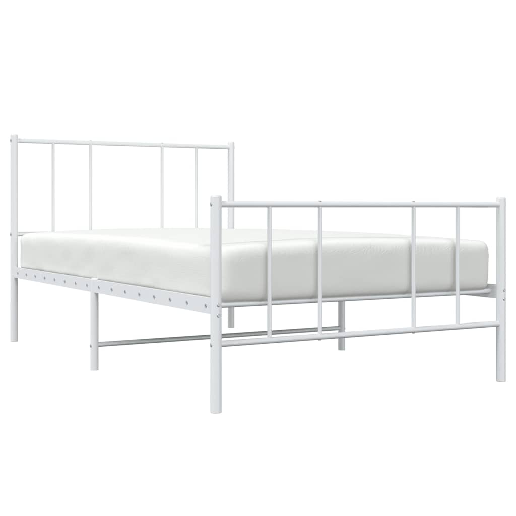 Metalni okvir kreveta uzglavlje i podnožje bijeli 90x190 cm