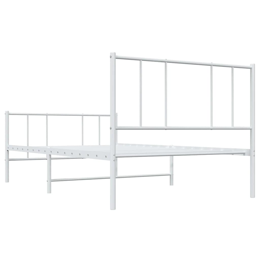 Metalni okvir kreveta uzglavlje i podnožje bijeli 90x190 cm