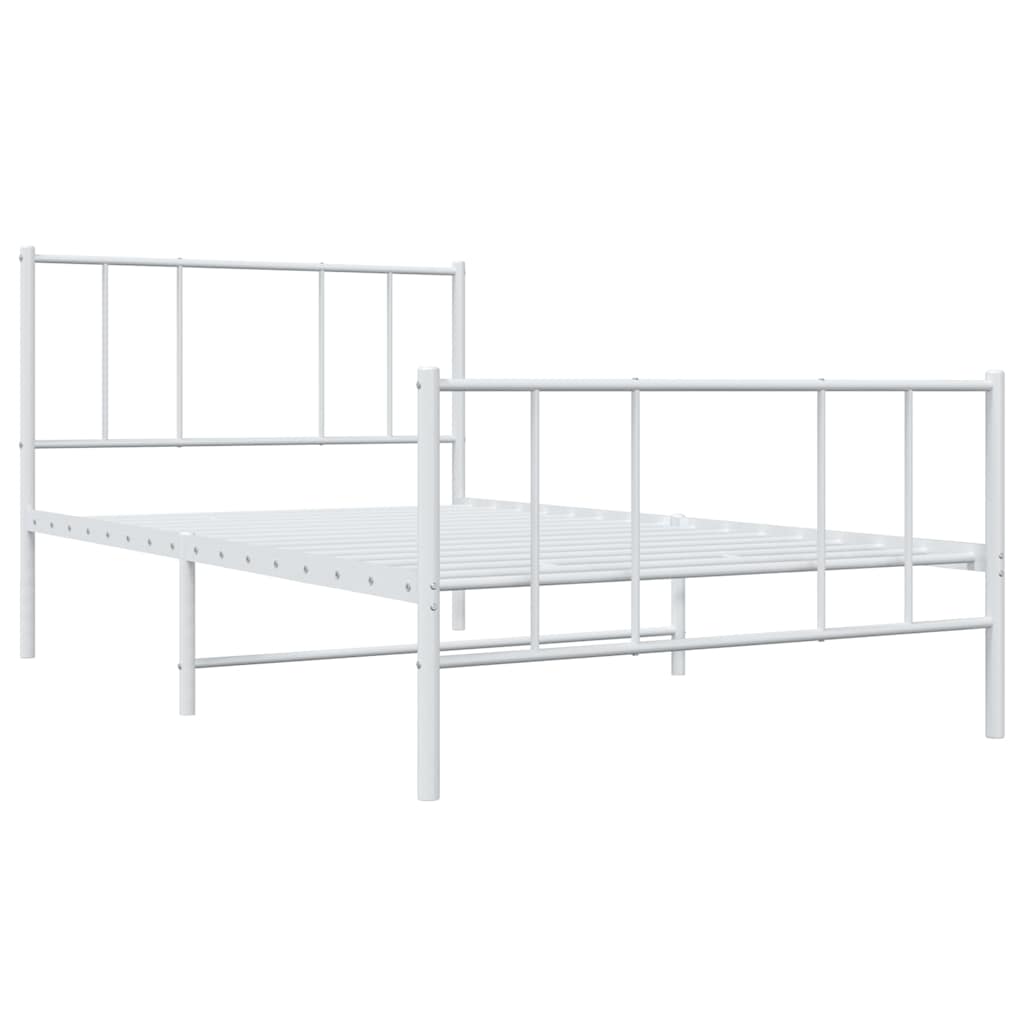 Metalni okvir kreveta uzglavlje i podnožje bijeli 100x200 cm