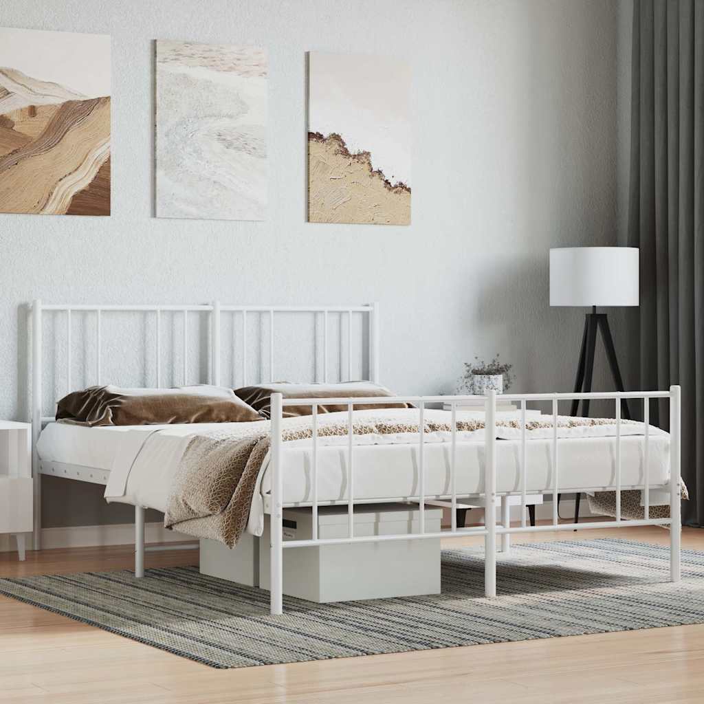 Metalni okvir kreveta uzglavlje i podnožje bijeli 140 x 190 cm