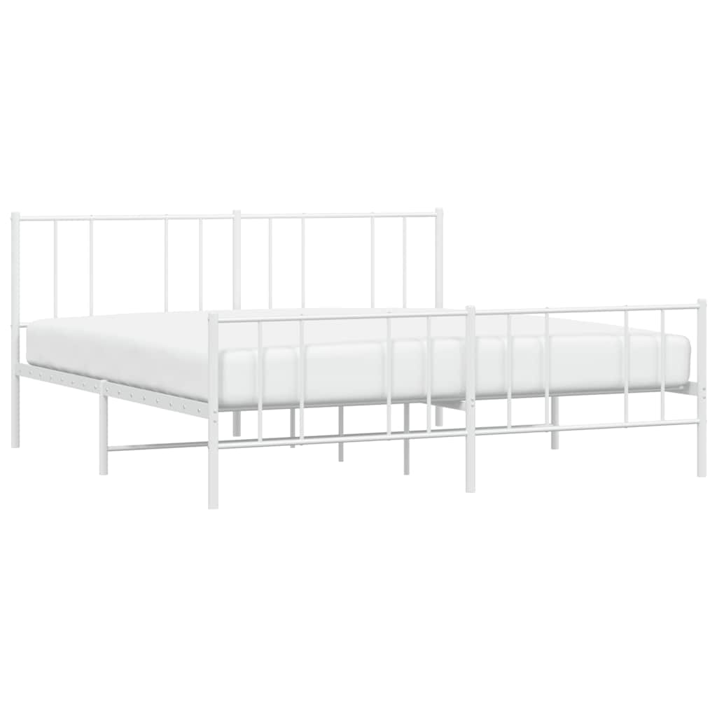 Metalni okvir kreveta uzglavlje i podnožje bijeli 183x213 cm