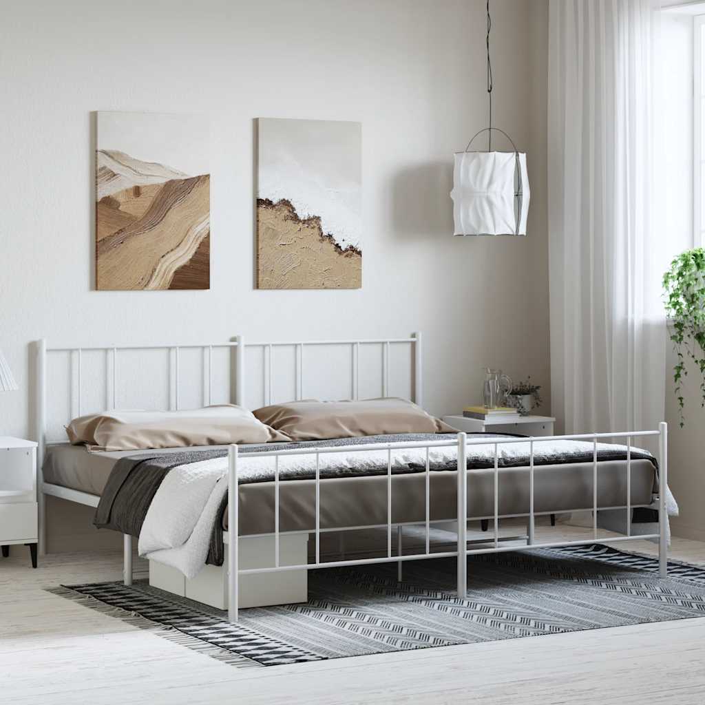 Metalni okvir kreveta uzglavlje i podnožje bijeli 193x203 cm