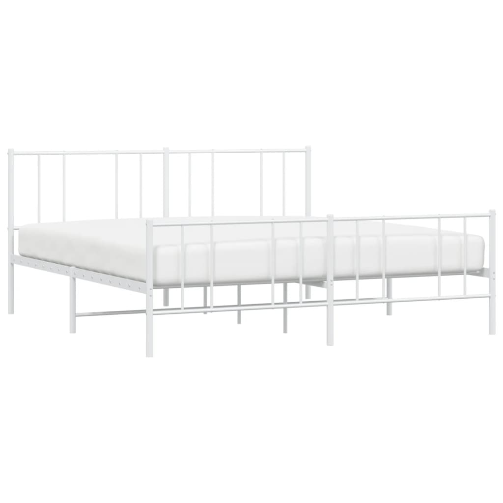 Metalni okvir kreveta uzglavlje i podnožje bijeli 200x200 cm