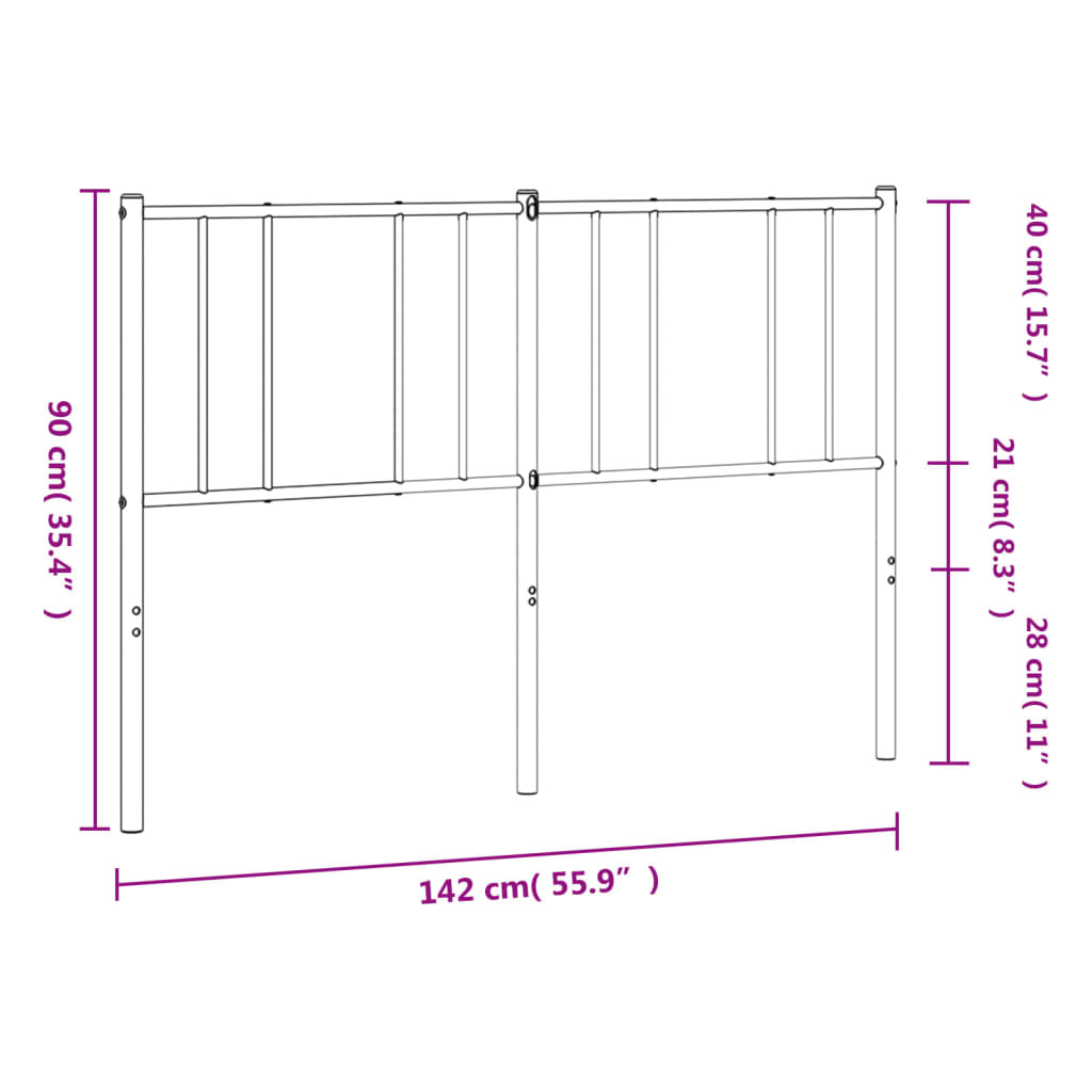 Metalno zamjensko uzglavlje bijelo 135 cm