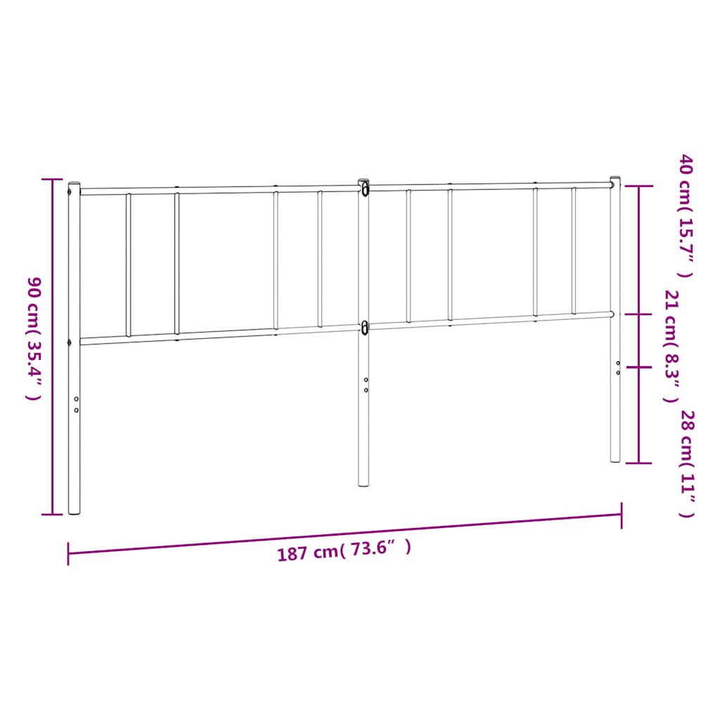 Metalno zamjensko uzglavlje bijelo 180 cm